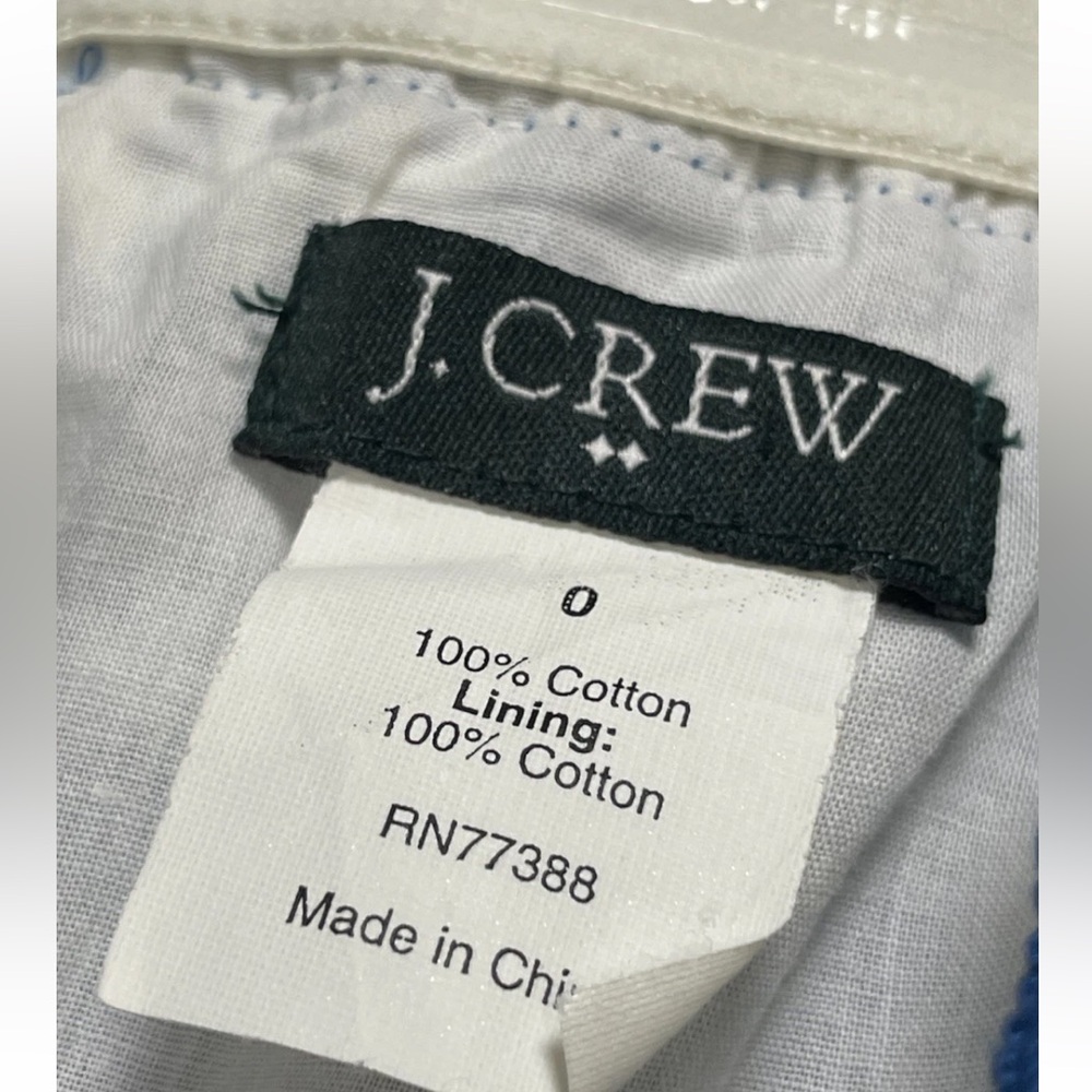 J Crew‎ Strapless Boeing Midi Dress Blue White Flowers Women’s 0 Fully Lined Zip